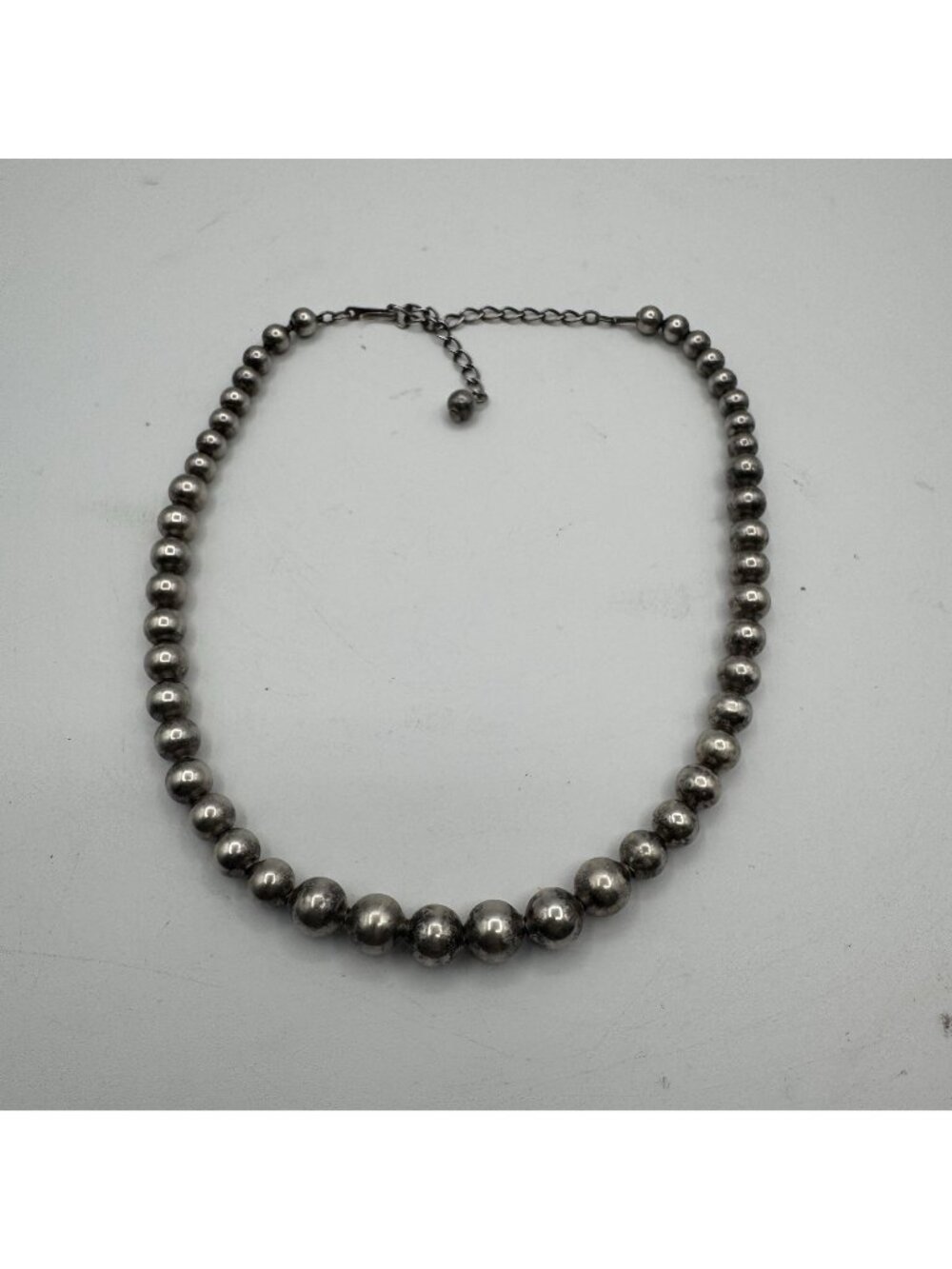 Sterling Silver VNG 925 Graduated Bead 18" Necklace 35.62g Southwestern Style
